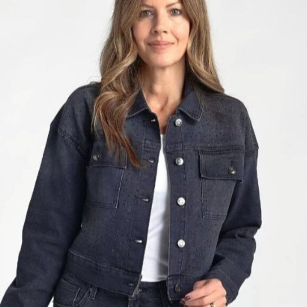 Denim Cropped Jacket Black
